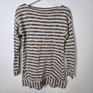 Soft Surroundings Size S Petite Marina Pullover Nautical Tunic Sweater Cream